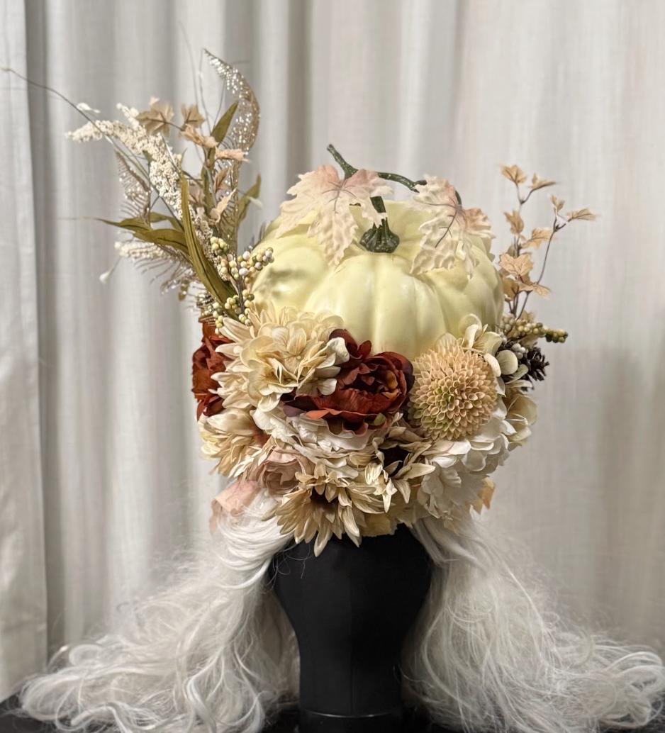 Harvest Moon Queen Fascinator, Pumpkin Crown, Autumn Headdress, Fall Festival Crown, Woodland Queen Headpiece, Ren Faire, Fantasy Photoshoot