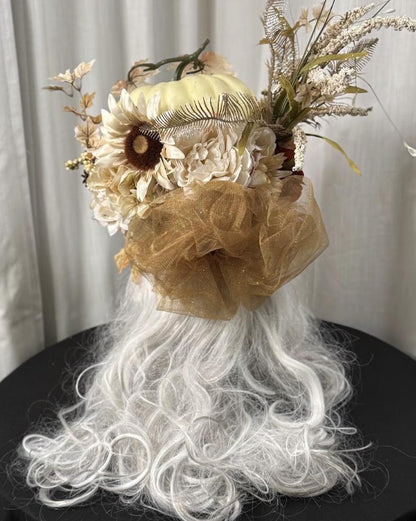Harvest Moon Queen Fascinator, Pumpkin Crown, Autumn Headdress, Fall Festival Crown, Woodland Queen Headpiece, Ren Faire, Fantasy Photoshoot