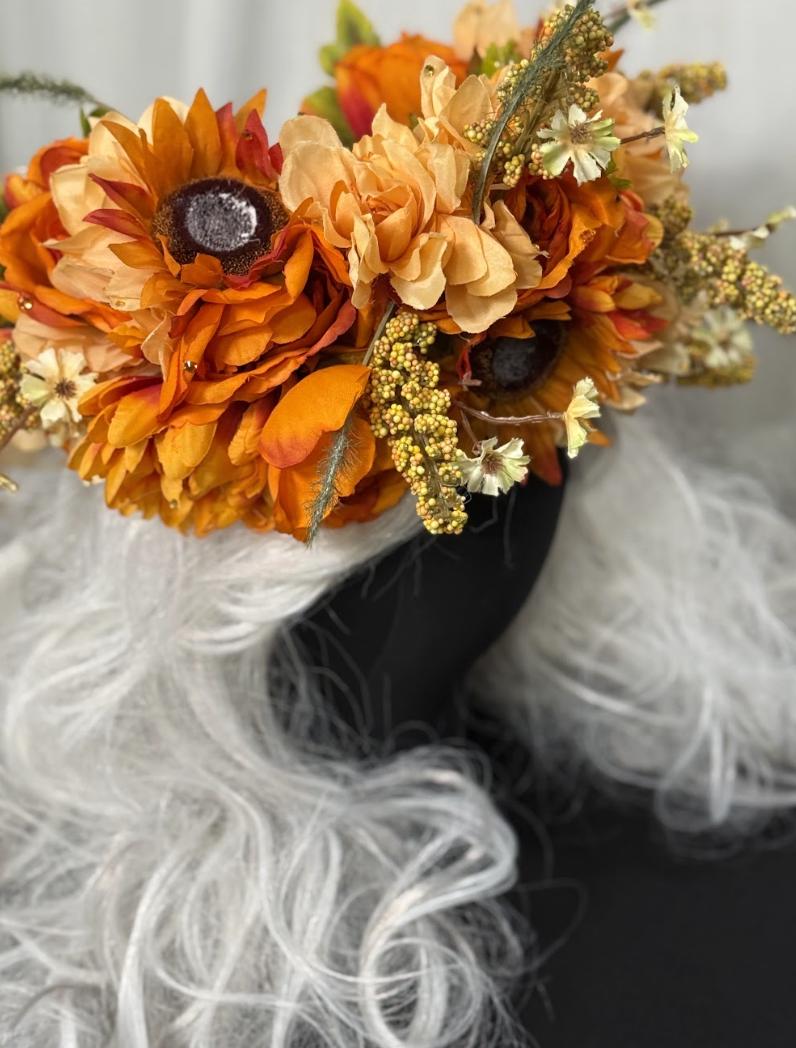 Spiced Sunset Floral Garland | Flower Tiara, Flower Crown, Elven Princess Headpiece, Fairy-core, Ren Faire, Special Occasion Photoshoot