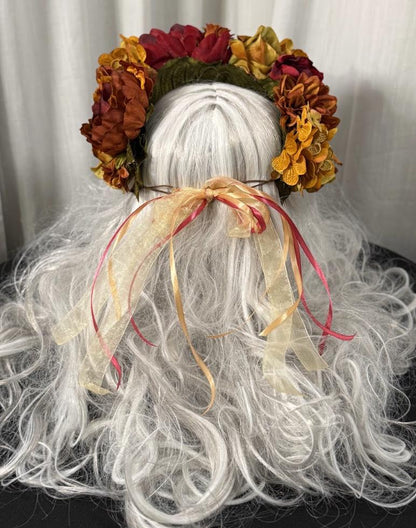 Harvest Ember Floral Garland | Tiara, Flower Crown, Elven Headpiece, Fairy-core, Ren Faire, Special Occasion Photoshoot