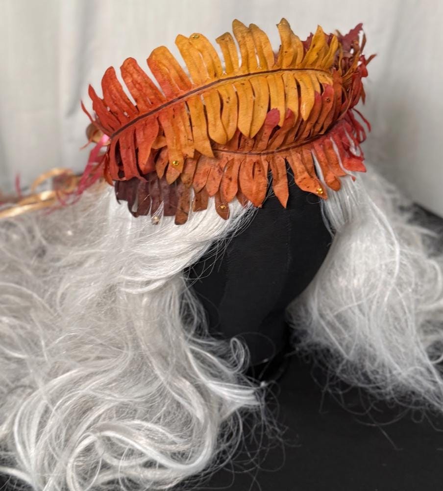 Autumn Flame Fern Garland Headpiece | Tiara, Flower Crown, Elven Headpiece, Fairy-core, Ren Faire, Special Occasion Photoshoot