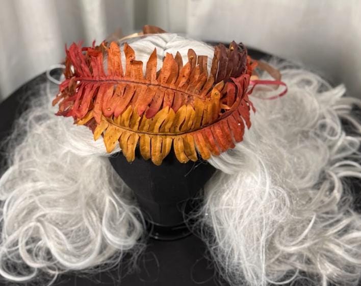 Autumn Flame Fern Garland Headpiece | Tiara, Flower Crown, Elven Headpiece, Fairy-core, Ren Faire, Special Occasion Photoshoot