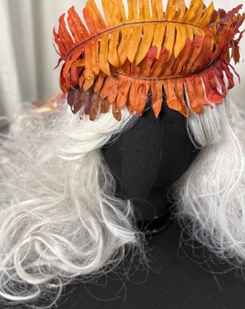 Autumn Flame Fern Garland Headpiece | Tiara, Flower Crown, Elven Headpiece, Fairy-core, Ren Faire, Special Occasion Photoshoot