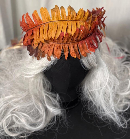Autumn Flame Fern Garland Headpiece | Tiara, Flower Crown, Elven Headpiece, Fairy-core, Ren Faire, Special Occasion Photoshoot