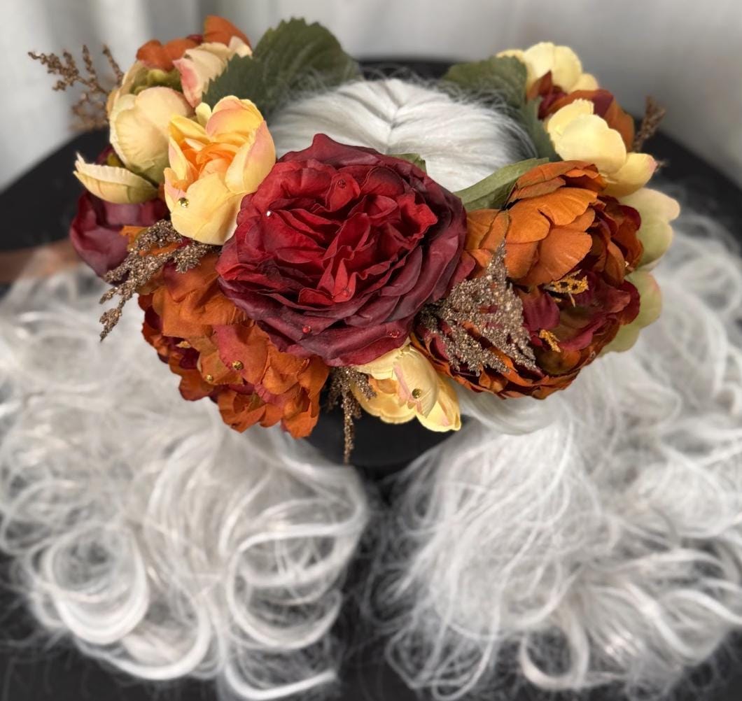 Fireside Bloom Floral Garland | Tiara, Flower Crown, Elven Headpiece, Fairy-core, Ren Faire, Special Occasion Photoshoot