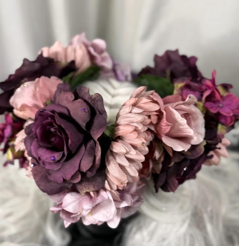 Amethyst Bloom Floral Garland | Tiara, Flower Crown, Elven Headpiece, Fairy-core, Ren Faire, Special Occasion Photoshoot