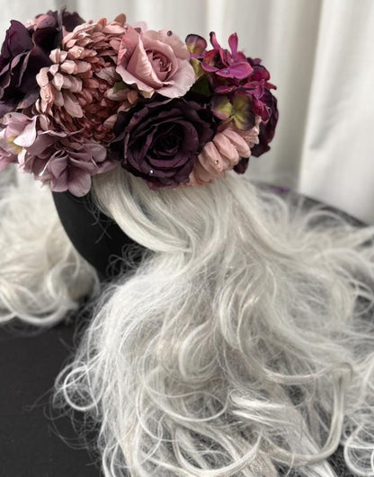 Amethyst Bloom Floral Garland | Tiara, Flower Crown, Elven Headpiece, Fairy-core, Ren Faire, Special Occasion Photoshoot
