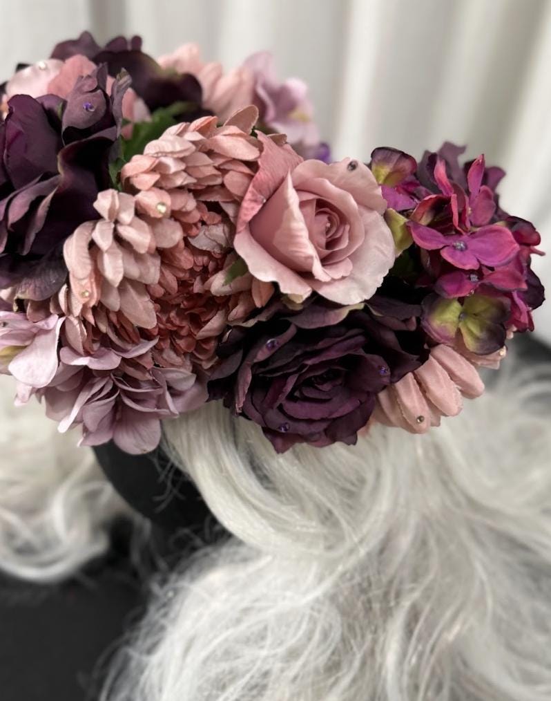 Amethyst Bloom Floral Garland | Tiara, Flower Crown, Elven Headpiece, Fairy-core, Ren Faire, Special Occasion Photoshoot