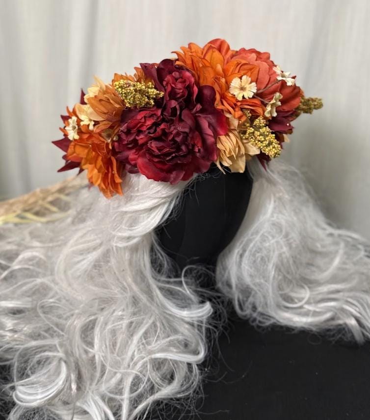 Solstice Fire Floral Garland | Tiara, Flower Crown, Elven Headpiece, Fairy-core, Ren Faire, Special Occasion Photoshoot