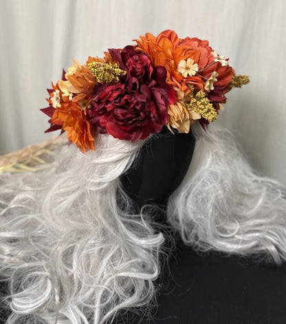 Solstice Fire Floral Garland | Tiara, Flower Crown, Elven Headpiece, Fairy-core, Ren Faire, Special Occasion Photoshoot