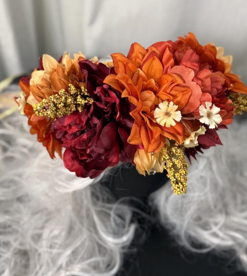 Solstice Fire Floral Garland | Tiara, Flower Crown, Elven Headpiece, Fairy-core, Ren Faire, Special Occasion Photoshoot