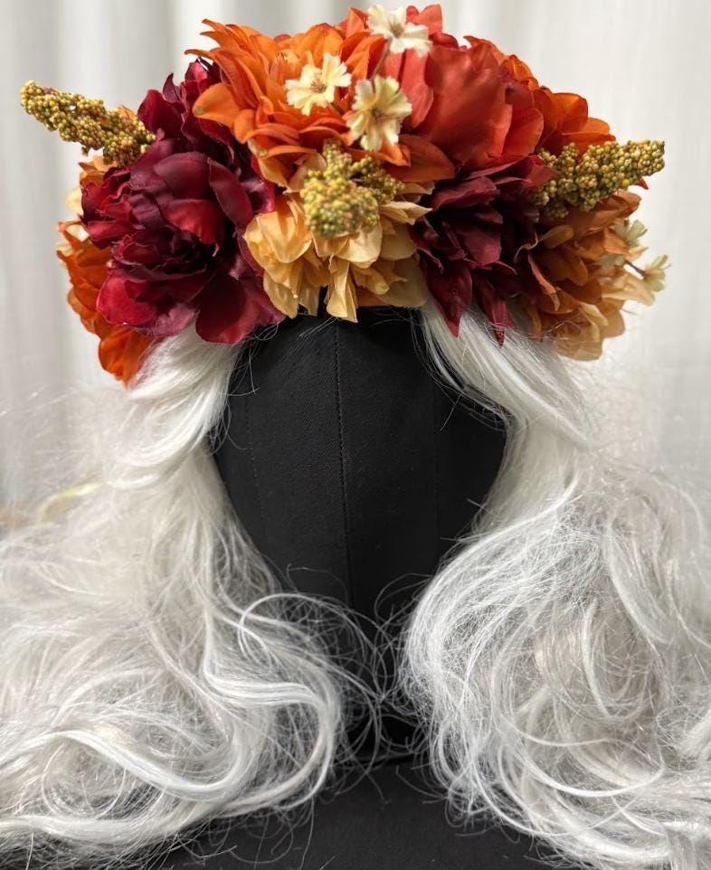 Solstice Fire Floral Garland | Tiara, Flower Crown, Elven Headpiece, Fairy-core, Ren Faire, Special Occasion Photoshoot