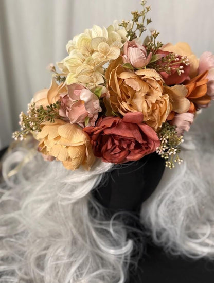 Golden Haze Floral Garland | Tiara, Flower Crown, Elven Headpiece, Fairy-core, Ren Faire, Special Occasion Photoshoot