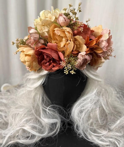 Golden Haze Floral Garland | Tiara, Flower Crown, Elven Headpiece, Fairy-core, Ren Faire, Special Occasion Photoshoot