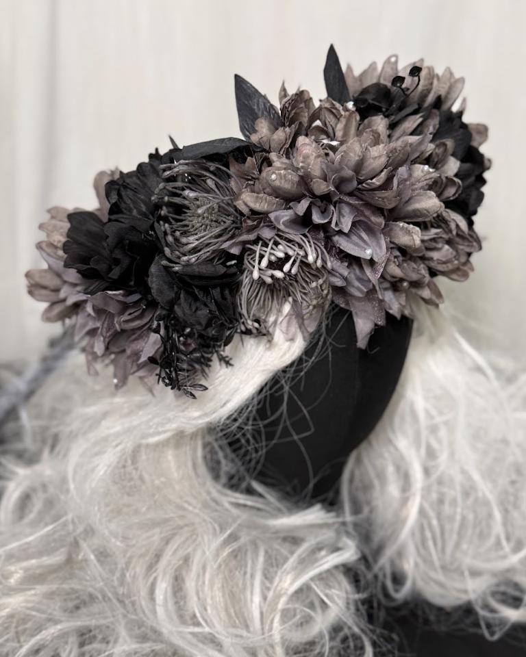 Midnight Thistle Floral Garland | Tiara, Flower Crown, Elven Headpiece, Fairy-core, Ren Faire, Special Occasion Photoshoot