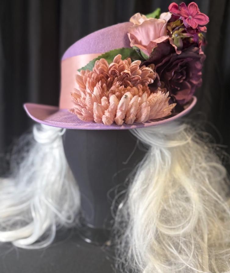 Lady Lavender Floral Top Hat – Lavender Pink Hat, Fairycore Headpiece, Garden Party Hat, Pastel Top Hat, Ren Faire, Cosplay