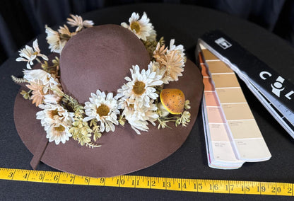 Daisy Chain Woodland Boho Hat – Mushroom Hat, Cottagecore Hat, Fairy Garden Hat, Floral Wide Brim Hat, Festival Hat