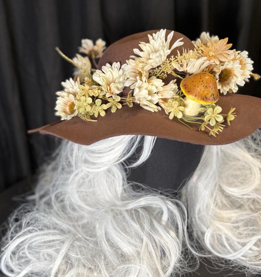 Daisy Chain Woodland Boho Hat – Mushroom Hat, Cottagecore Hat, Fairy Garden Hat, Floral Wide Brim Hat, Festival Hat