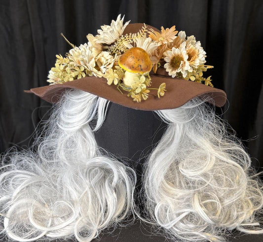 Daisy Chain Woodland Boho Hat – Mushroom Hat, Cottagecore Hat, Fairy Garden Hat, Floral Wide Brim Hat, Festival Hat