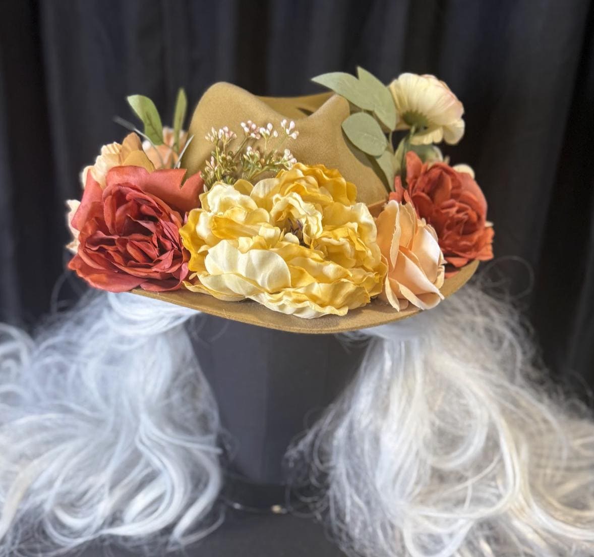 Sunset Dune Boho Floral Hat – Bohemian Wide Brim Hat, Festival Hat, Floral Crown Hat, Desert Style, Summer Hat, Cottagecore