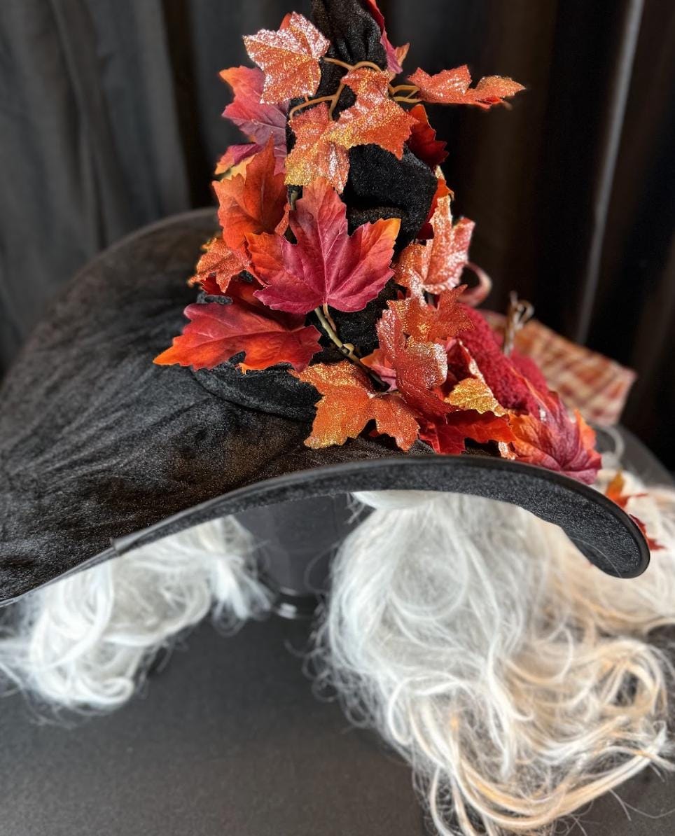 Spiced Spell Witch Hat – Embellished Autumn Witch Hat, Fall Harvest Hat, Pumpkin Witch Hat, Halloween Costume, Ren Faire, Cosplay Headpiece