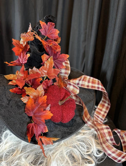 Spiced Spell Witch Hat – Embellished Autumn Witch Hat, Fall Harvest Hat, Pumpkin Witch Hat, Halloween Costume, Ren Faire, Cosplay Headpiece