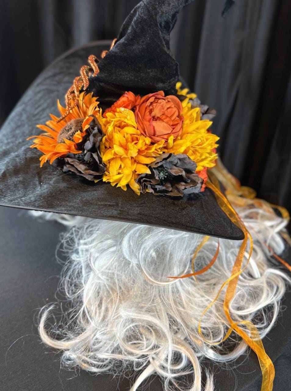 Trick or Treat Witch Hat – Embellished Halloween Hat, Floral Witch Hat, Pumpkin Spice, Costume Hat, Ren Faire, Cosplay, Festival Headpiece