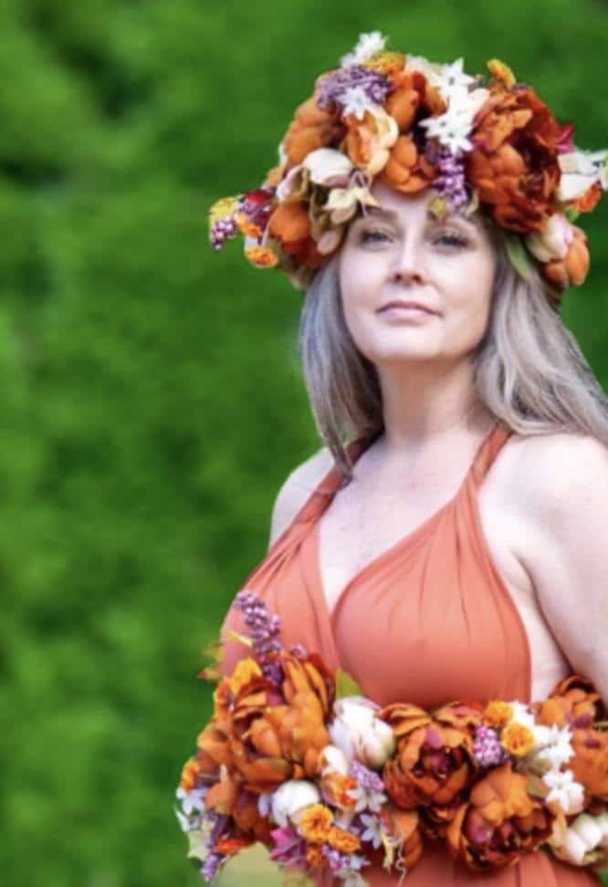 Harvest Muse Ensemble  – Coco Spice LUX Garland Duet | Head & Hip Floral Garlands, Flower Crown, Ren Faire, Special Occasion Photoshoot