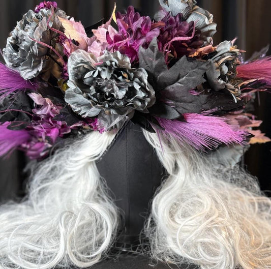 Midnight Coven Seraphim Halo, Black Floral Halo Crown, Witch Crown, Gothic Halo Headpiece, Fairy Crown, Ren Faire Costume, Photoshoot Prop