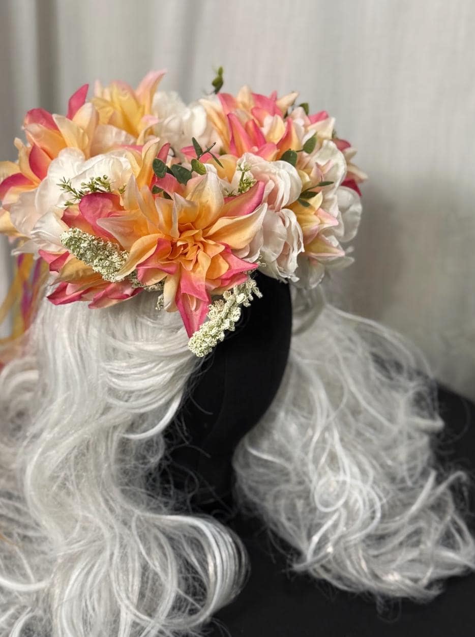 Summer Sizzle Halo Headdress, Flower Crown, Fairy Crown, Festival Headpiece,  Floral Headpiece, Ren Faire Costume, Photoshoot Prop