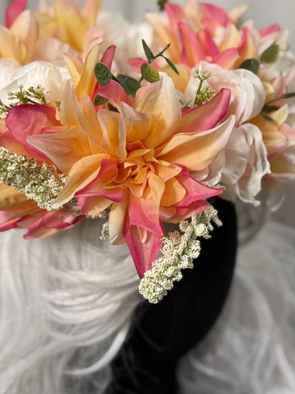 Summer Sizzle Halo Headdress, Flower Crown, Fairy Crown, Festival Headpiece,  Floral Headpiece, Ren Faire Costume, Photoshoot Prop