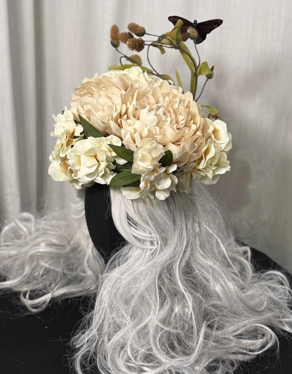 Dreams in Cream Halo Headdress, Bridal Flower Crown, Cherub Halo, Fairy Crown, Wedding Headpiece, Cottagecore Crown, Photoshoot Prop