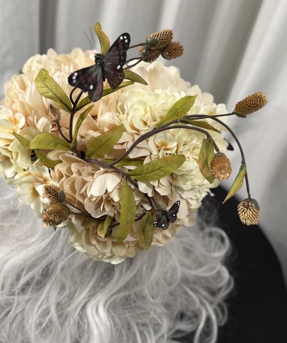 Dreams in Cream Halo Headdress, Bridal Flower Crown, Cherub Halo, Fairy Crown, Wedding Headpiece, Cottagecore Crown, Photoshoot Prop
