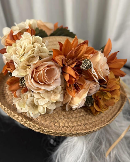 Amber Harvest Floral Garland | Flower Tiara, Flower Crown, Elven Princess Headpiece, Fairy-core, Ren Faire, Special Occasion Photoshoot