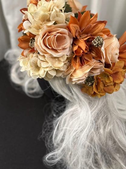 Amber Harvest Floral Garland | Flower Tiara, Flower Crown, Elven Princess Headpiece, Fairy-core, Ren Faire, Special Occasion Photoshoot