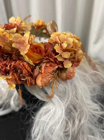 Autumn Ember Floral Garland | Flower Tiara, Flower Crown, Elven Princess Headpiece, Fairy-core, Ren Faire, Special Occasion Photoshoot