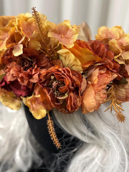 Autumn Ember Floral Garland | Flower Tiara, Flower Crown, Elven Princess Headpiece, Fairy-core, Ren Faire, Special Occasion Photoshoot