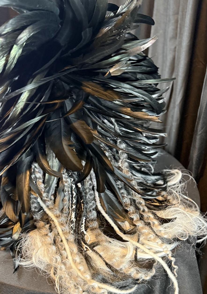 Raven Warrior Fascinator, Raven Skull Crown, Feather Headdress, LARP Headpiece, Dark Fantasy Crown, Cosplay Headpiece, Ren Faire Costume