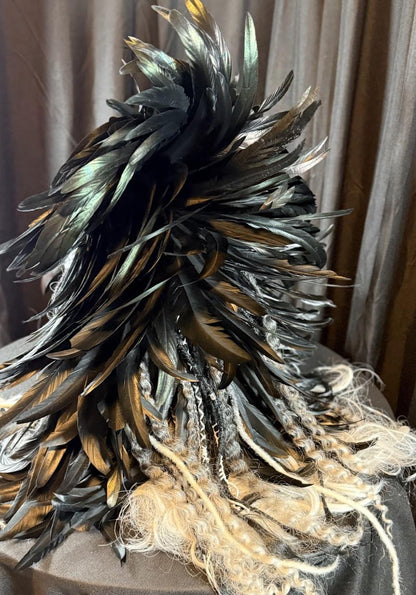Raven Warrior Fascinator, Raven Skull Crown, Feather Headdress, LARP Headpiece, Dark Fantasy Crown, Cosplay Headpiece, Ren Faire Costume