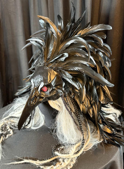 Raven Warrior Fascinator, Raven Skull Crown, Feather Headdress, LARP Headpiece, Dark Fantasy Crown, Cosplay Headpiece, Ren Faire Costume