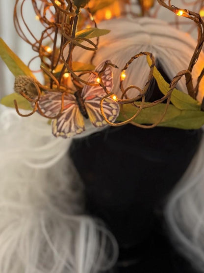 Thistlelight Crown Fascinator, Light Up Woodland Crown, Fairy Crown, Elven Headpiece, Fae Crown, Forest Headpiece, Ren Faire Crown