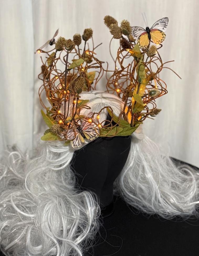 Thistlelight Crown Fascinator, Light Up Woodland Crown, Fairy Crown, Elven Headpiece, Fae Crown, Forest Headpiece, Ren Faire Crown