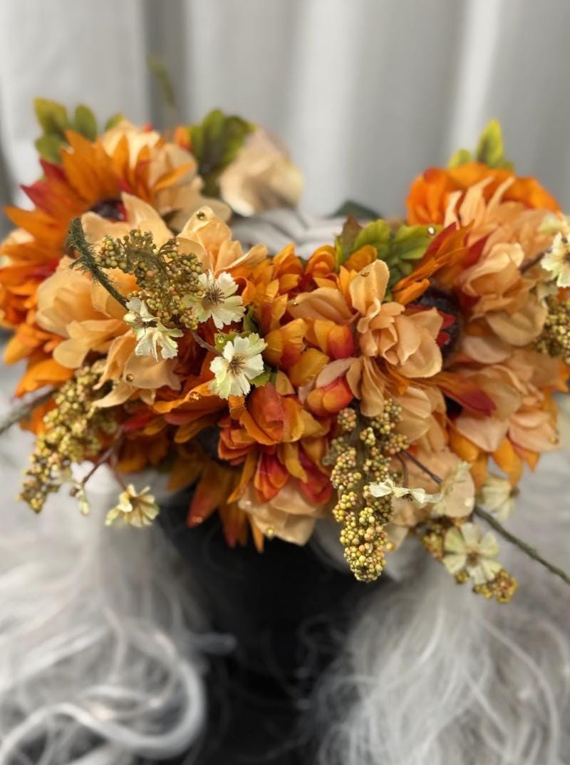 Spiced Sunset Floral Garland | Flower Tiara, Flower Crown, Elven Princess Headpiece, Fairy-core, Ren Faire, Special Occasion Photoshoot