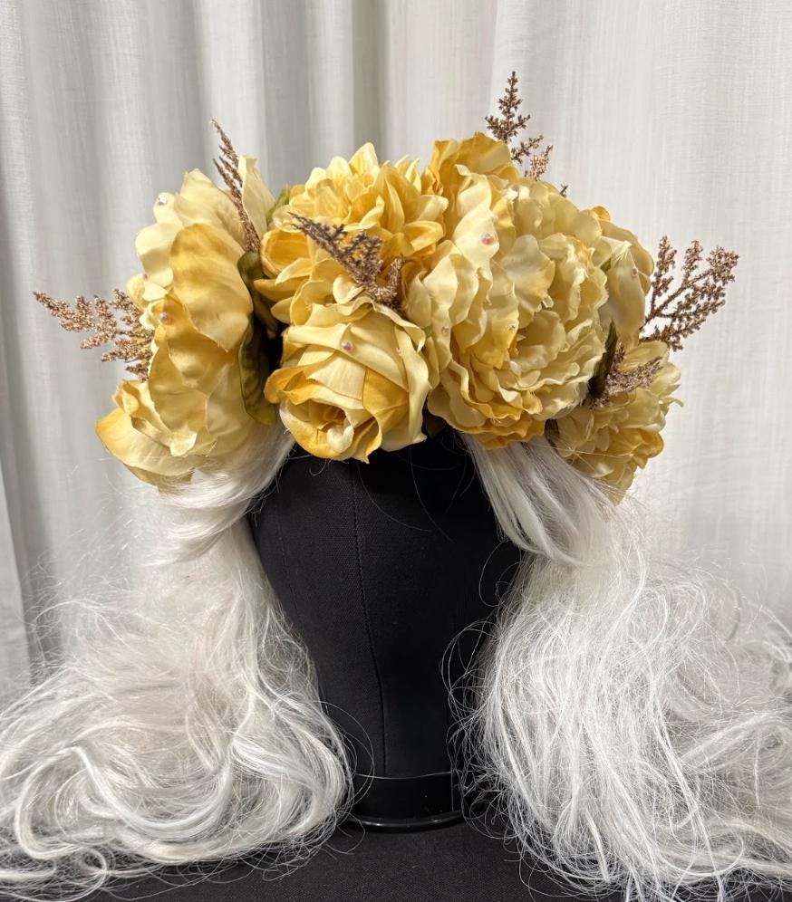 Golden Hour Floral Garland | Tiara, Flower Crown, Elven Headpiece, Fairy-core, Ren Faire, Special Occasion Photoshoot