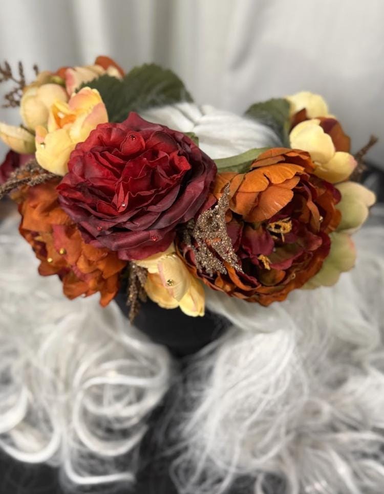 Fireside Bloom Floral Garland | Tiara, Flower Crown, Elven Headpiece, Fairy-core, Ren Faire, Special Occasion Photoshoot