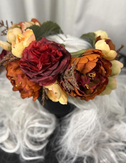 Fireside Bloom Floral Garland | Tiara, Flower Crown, Elven Headpiece, Fairy-core, Ren Faire, Special Occasion Photoshoot