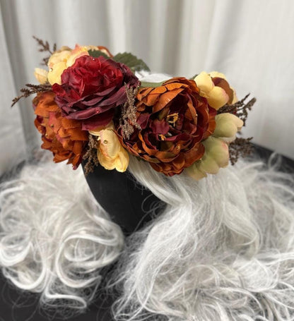 Fireside Bloom Floral Garland | Tiara, Flower Crown, Elven Headpiece, Fairy-core, Ren Faire, Special Occasion Photoshoot