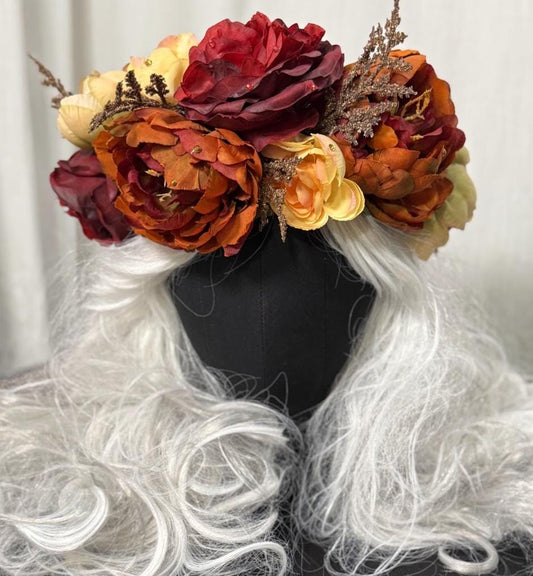 Fireside Bloom Floral Garland | Tiara, Flower Crown, Elven Headpiece, Fairy-core, Ren Faire, Special Occasion Photoshoot