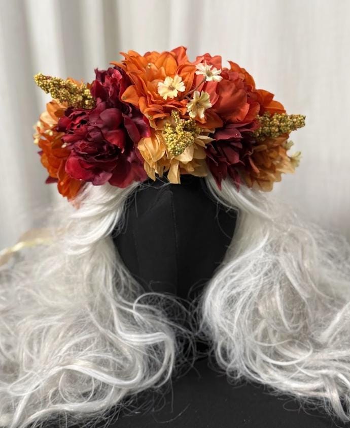 Solstice Fire Floral Garland | Tiara, Flower Crown, Elven Headpiece, Fairy-core, Ren Faire, Special Occasion Photoshoot