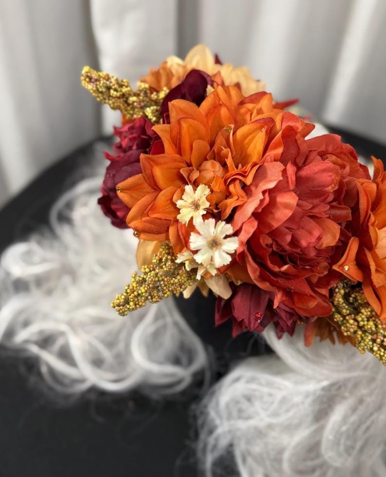 Solstice Fire Floral Garland | Tiara, Flower Crown, Elven Headpiece, Fairy-core, Ren Faire, Special Occasion Photoshoot